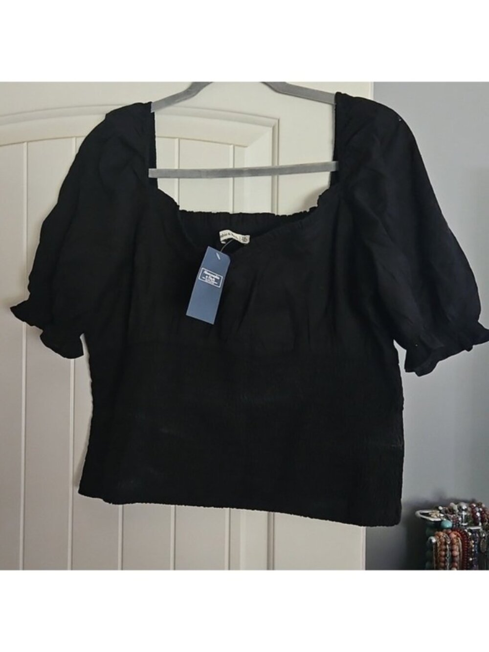 NWT Short sleeve smock, square neck top